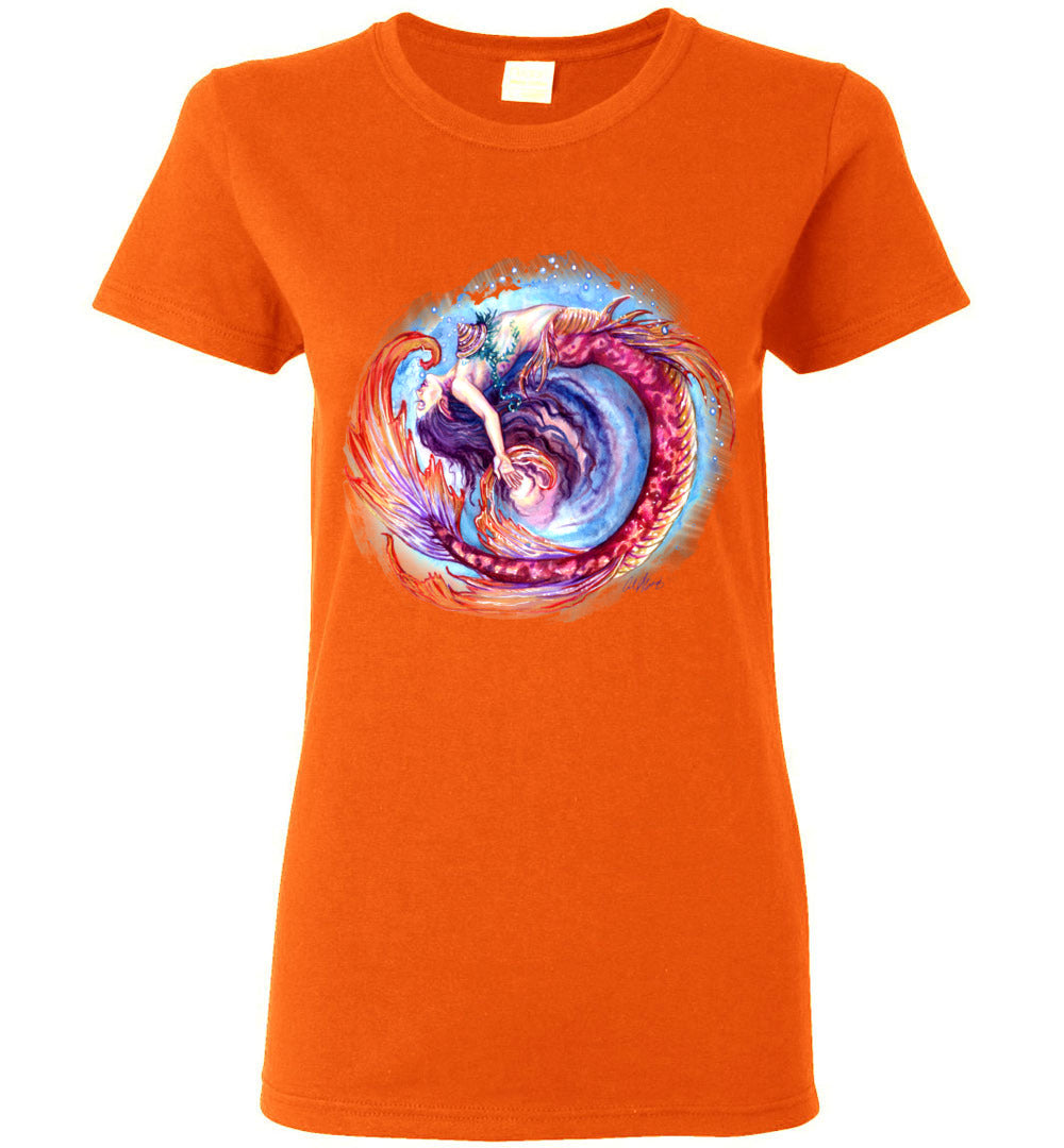Mermaid Siren Fantasy Art Ocean Color Swirl Shirt Glidan Ladies - Inlumined Arts LLC