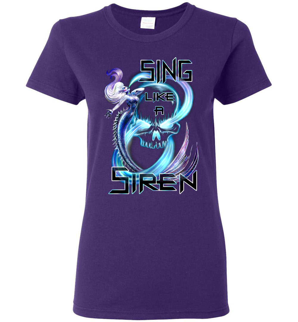 Singing Siren Mermaid Fantasy Art  T-shirt Ladies - Inlumined Arts LLC