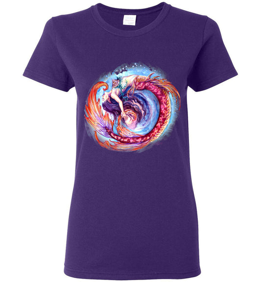 Mermaid Siren Fantasy Art Ocean Color Swirl Shirt Glidan Ladies - Inlumined Arts LLC