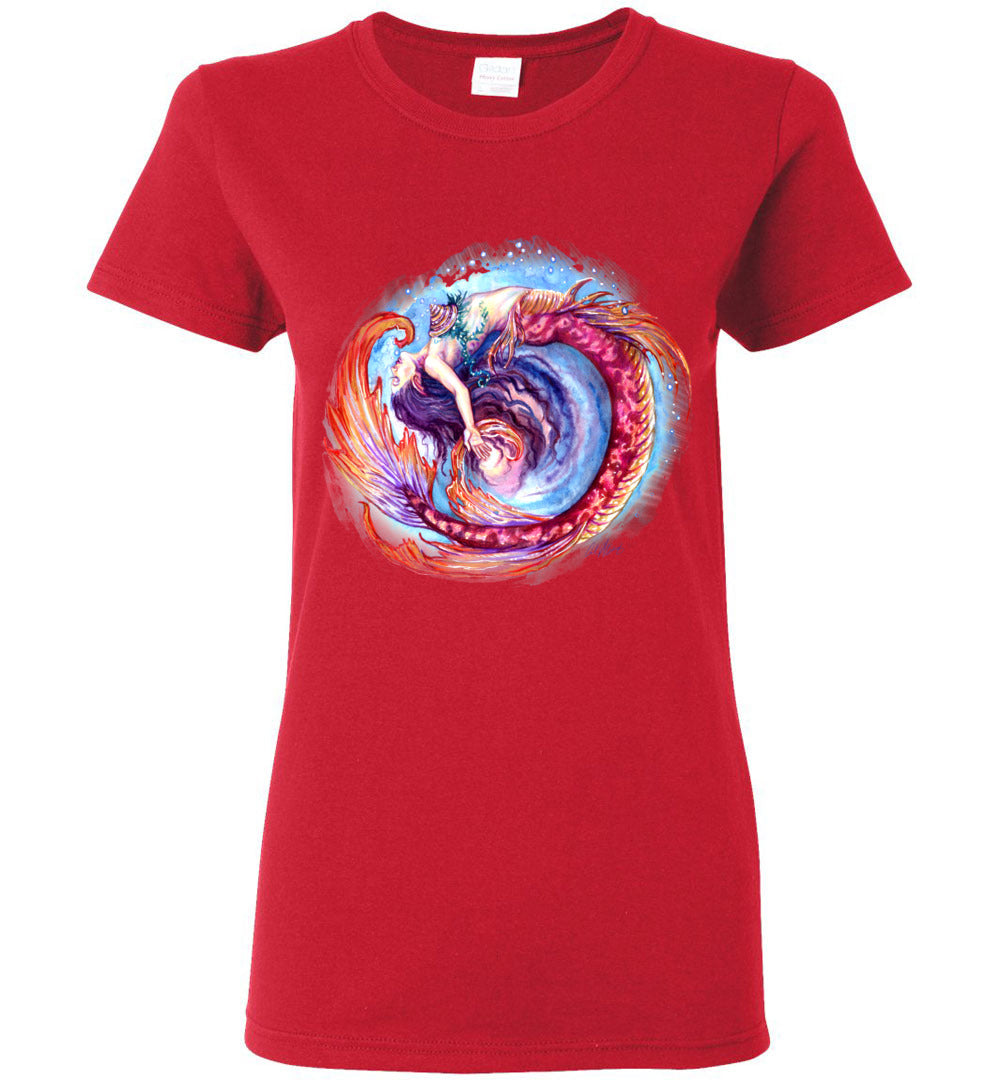 Mermaid Siren Fantasy Art Ocean Color Swirl Shirt Glidan Ladies - Inlumined Arts LLC
