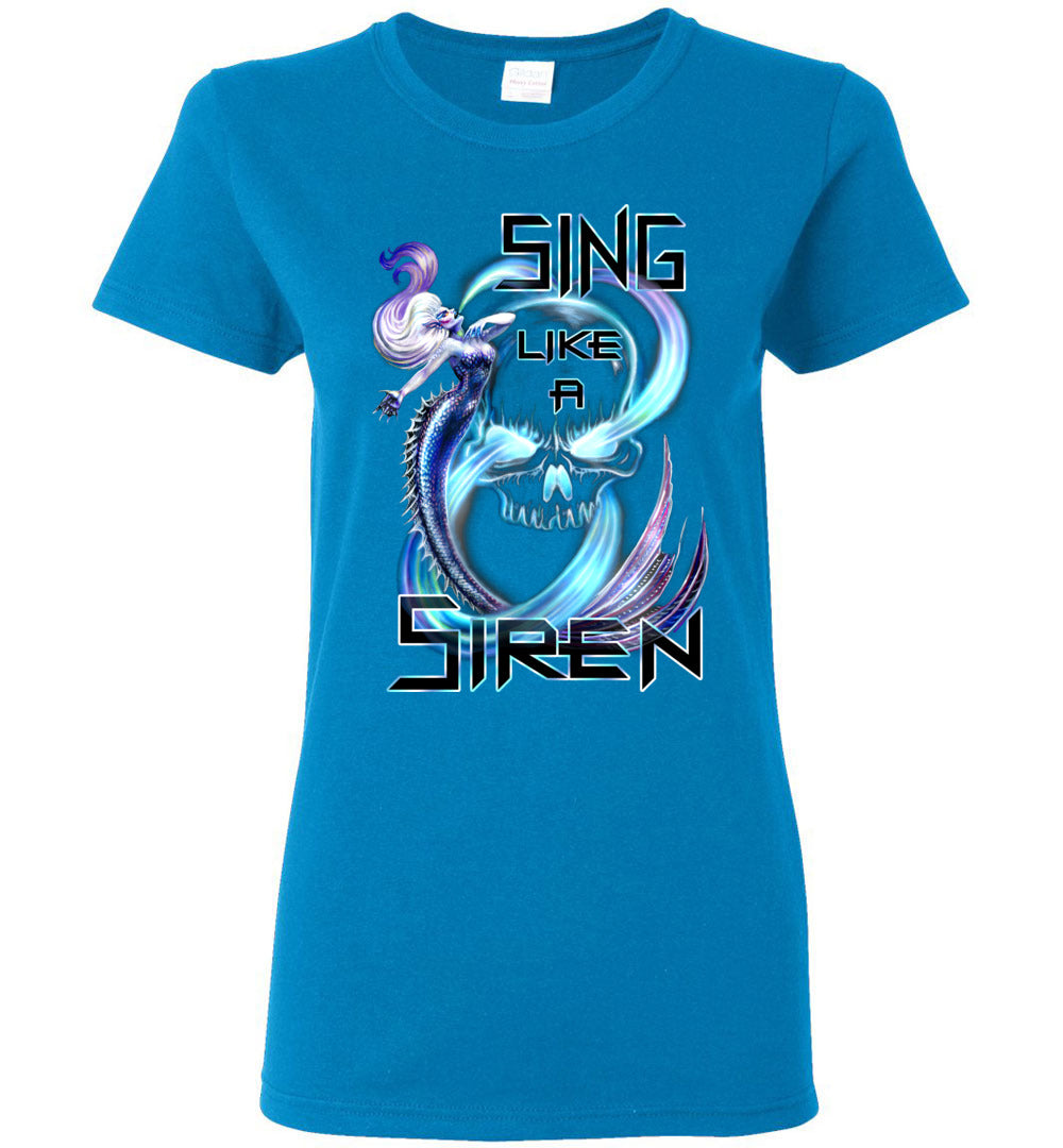 Singing Siren Mermaid Fantasy Art  T-shirt Ladies - Inlumined Arts LLC