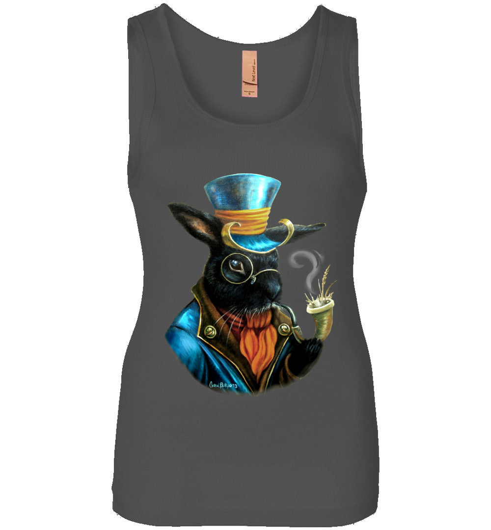 Smoking bunny rabbit tank top victorian steam punk - Inlumined Arts LLC