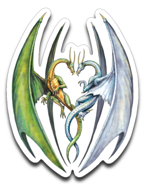 Entwined Dragons Vinyl  Sticker Decal 3"