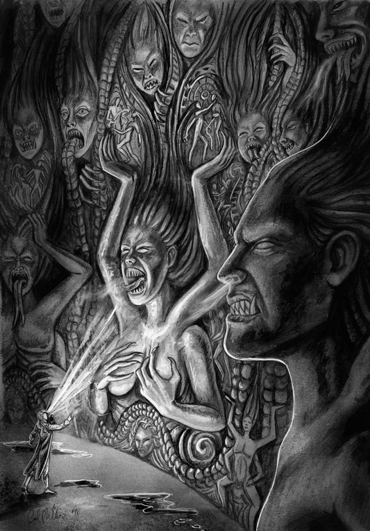 LEAGUE OF ELDER  "Cylinderof Ugly Faces" ILLUSTRATION - Inlumined Arts LLC