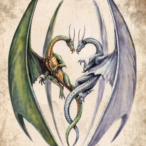 Fantasy Fine Art Giclee Print Entwined Dragons
