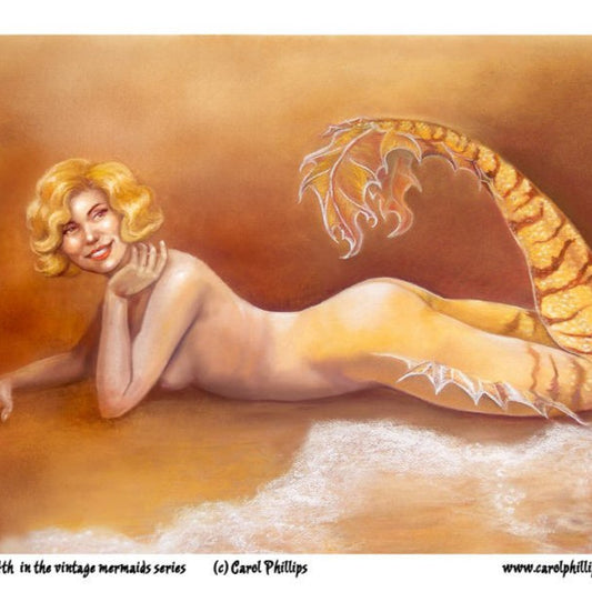 Vintage Mermaids Open Edtion Prints- Tiger's Eye - Inlumined Arts LLC