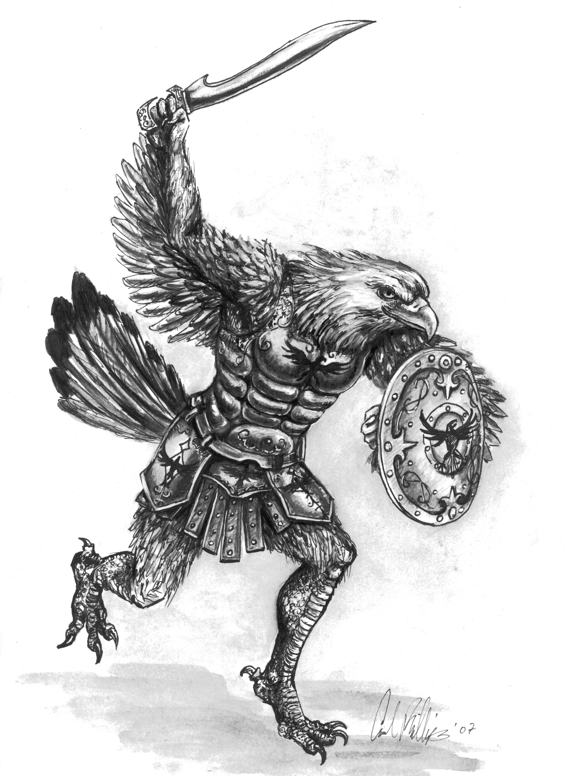 Tales Of Tamoor Bird Man Warriors Sketch Portfolio  Concept Set of 6 - Inlumined Arts LLC