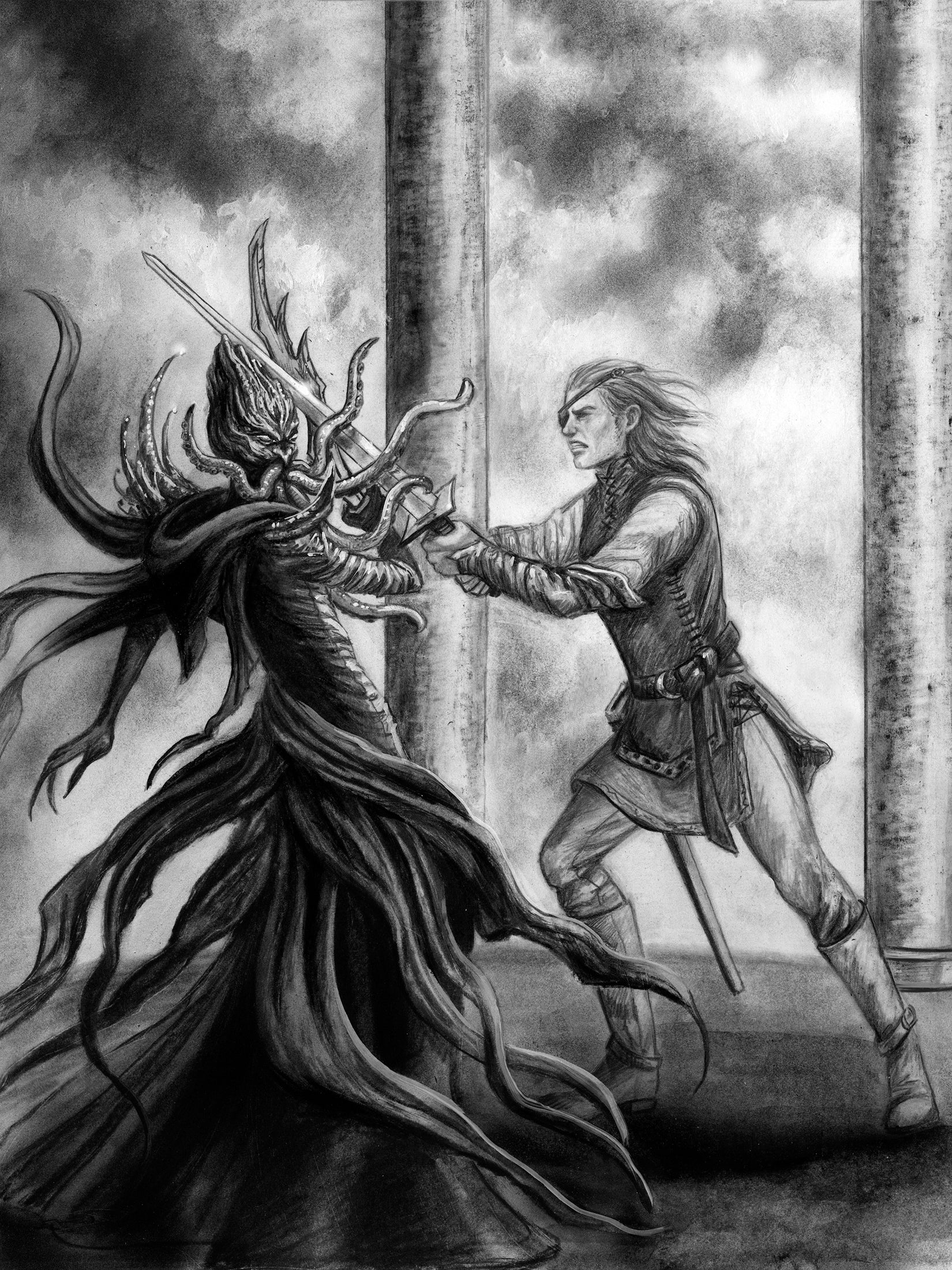 Triath & Solanar Shadow Over Shandahar Illustration - Inlumined Arts LLC