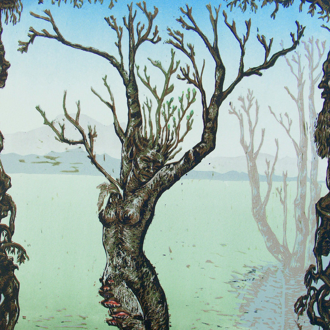 Original Fantasy ART Fairy  Tree DRYAD wood block Print - Inlumined Arts LLC
