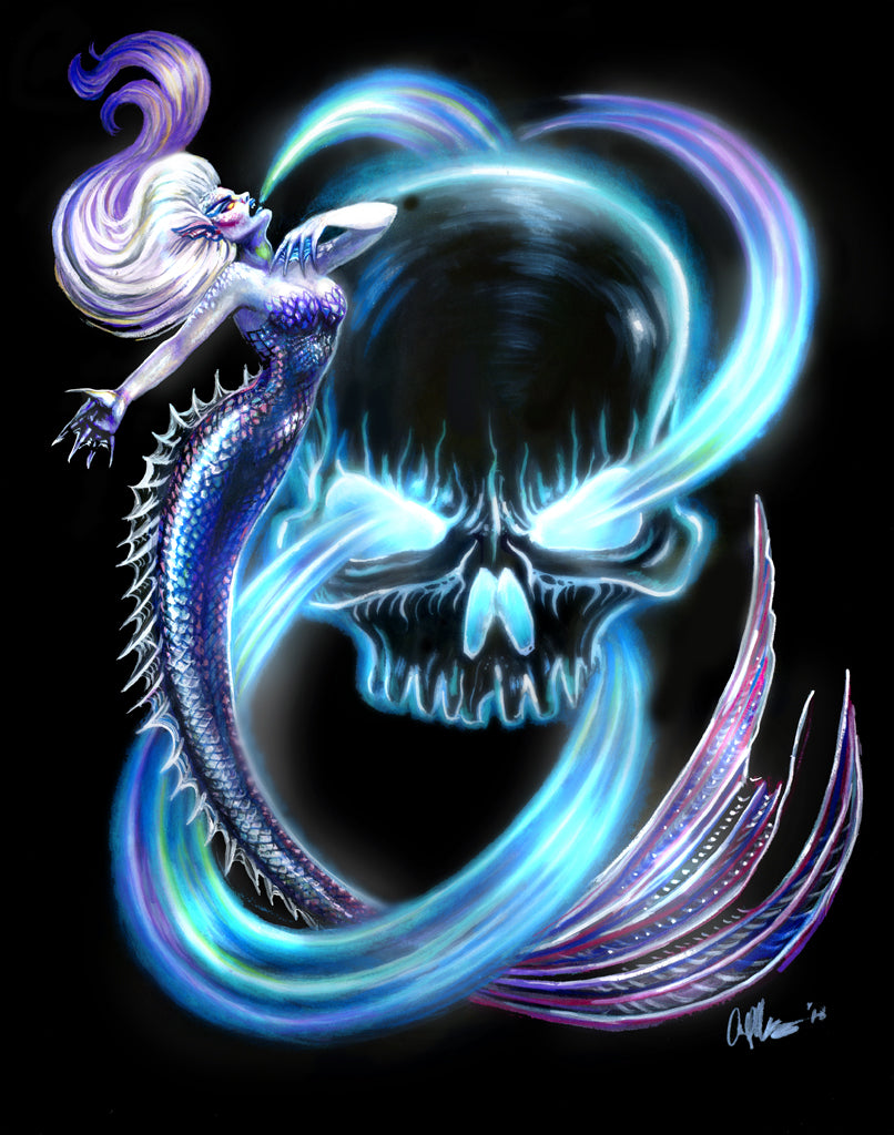 "The Singing Siren" Dark Fantasy Art Mermaid Art Print - Inlumined Arts LLC
