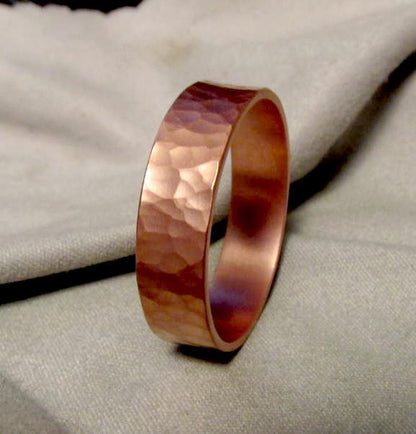 Beautiful Matte Hammered Copper Ring - Inlumined Arts LLC