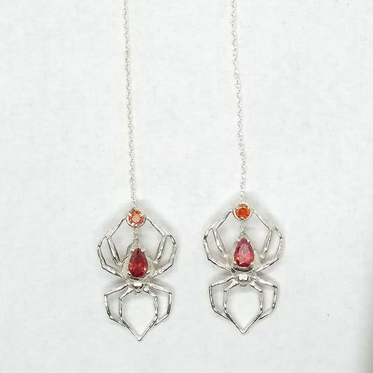 cute sterlinng silver zircon halloween spider earrings