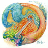 "Color Swirl  Mermaid #1" Mermaid Art Print