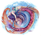 "ColorSwirl Mermaid #2" Mermaid Art Print