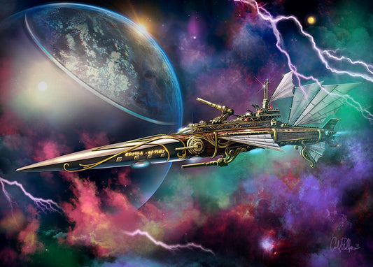 "Zounin-Ginjou" Steam Punk Space Ship Print