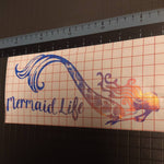 Mermaid life fantasy decal for car, boat, laptop, blue gold holographic sticker
