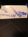 Merman life fantasy decal for car, boat, laptop, blue gold holographic sticker