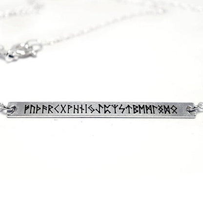 Women's Norse Futhark Sterling Silver Rune Bar Necklace Minimalist - Inlumined Arts LLC