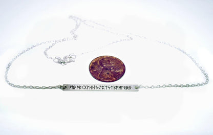Women's Norse Futhark Sterling Silver Rune Bar Necklace Minimalist - Inlumined Arts LLC