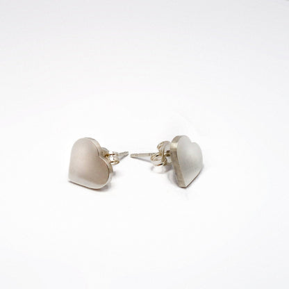Sterling Silver Shiny Heart Stud Earrings