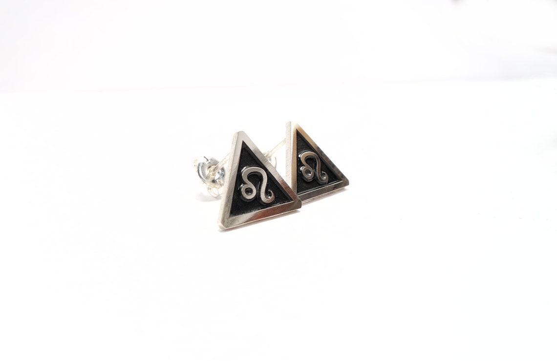 Sterling Silver Zodiac Stud Earrings FIRE sign, Aries, Leo, Sagittarius - Inlumined Arts LLC