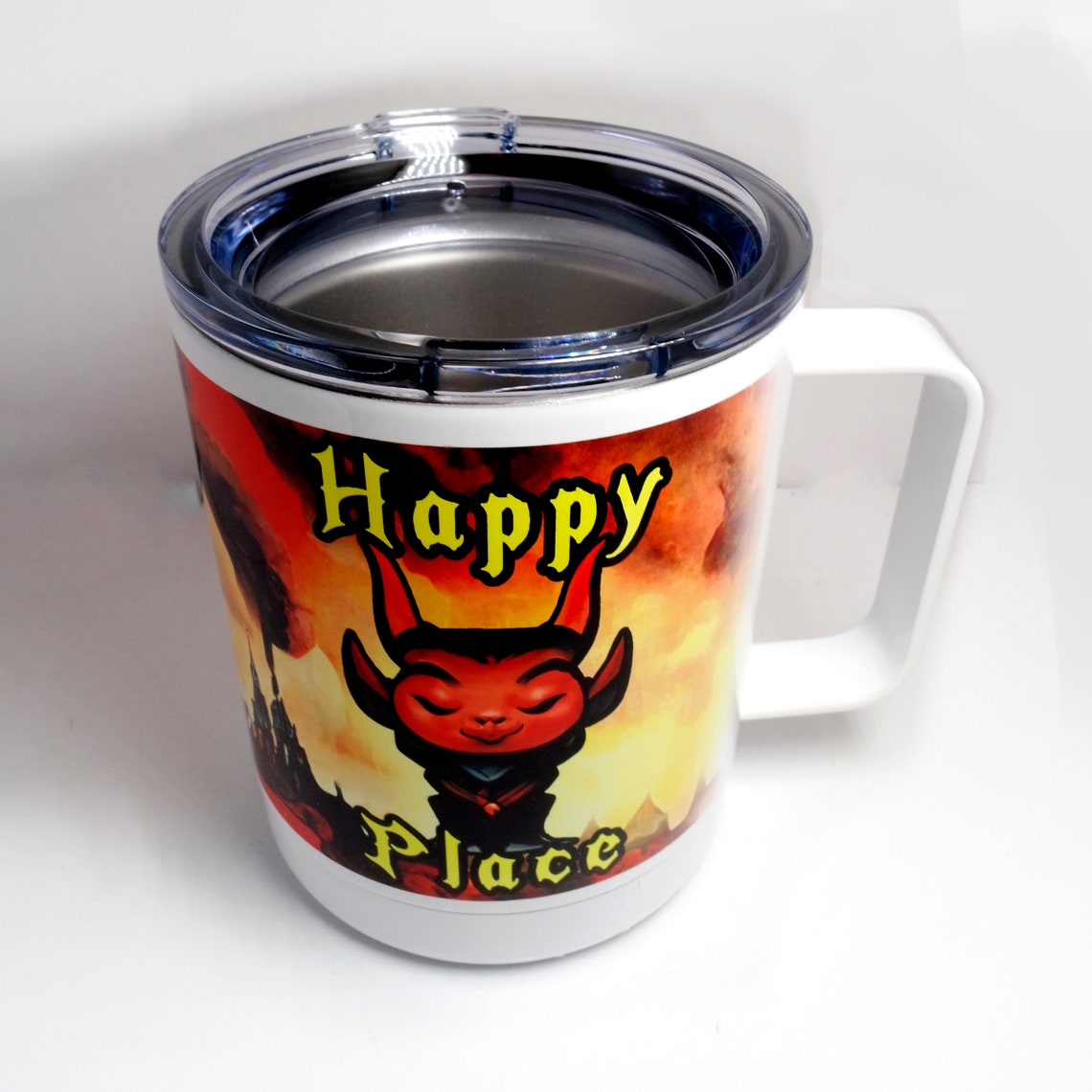 Happy Place, Stainless Steel Chibi Devil Demon Mug Thermus