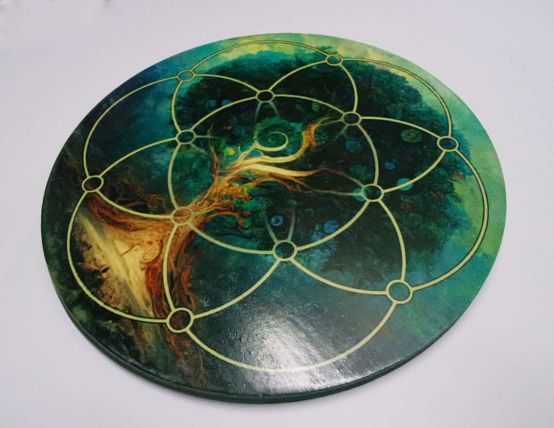 Tree of Life, full color Crystal Grid Layout Board  Seed of Life Sacred Geometry