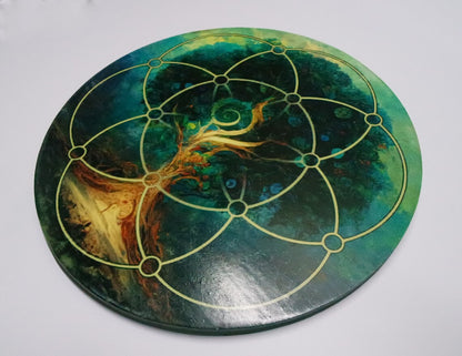 Tree of Life, full color Crystal Grid Layout Board  Seed of Life Sacred Geometry