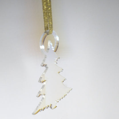 Tree holiday ornament, iridscent crystal or gold acrylic