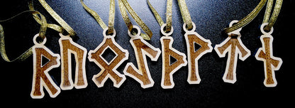 Viking norse  pagan Wooden futhark rune ornaments