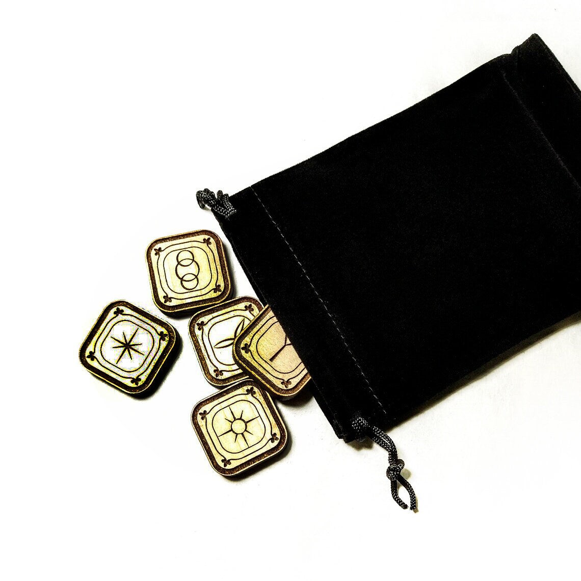 The Witches runes, Wooden Wiccan Pagan pocket rune divination set - Inlumined Arts LLC