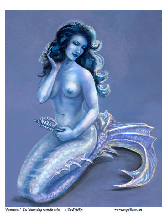 Vintage Mermaids Open Edtion Print Aquamarine