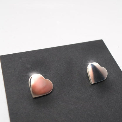 Sterling Silver Shiny Heart Stud Earrings
