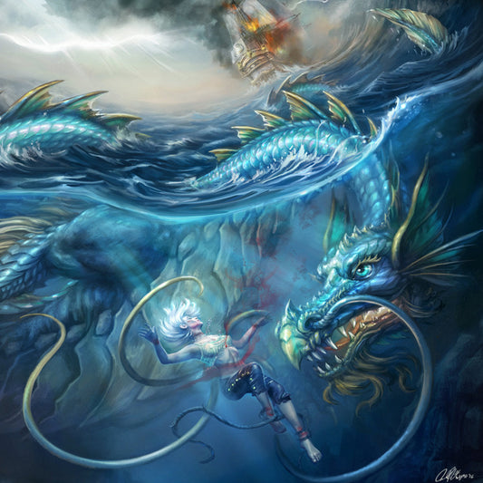 "Watery Grave" Fantasy Art Dragon Canvas Print