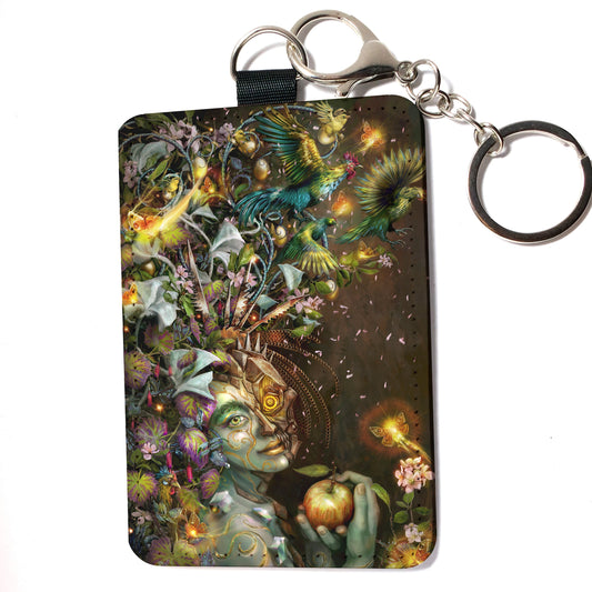 Abundant Woman fantasy art , card holder , key chain wallet faux leather
