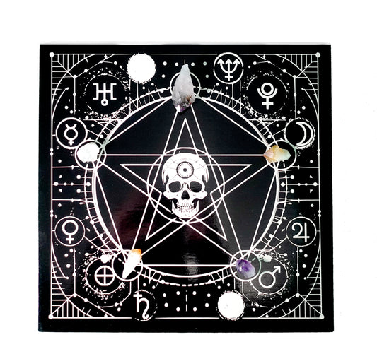 Mystic Planetary Crystal Grid Board , Gothic Occult Wall Art, 12 inch