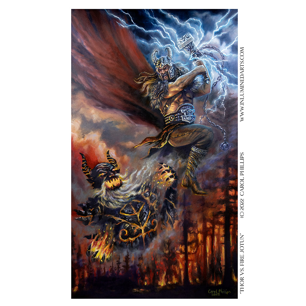 Thor Using Fire Thor vs. Fire Jotun Art Print – Inlumined Arts LLC