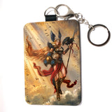 Norse Valkyrie  fantasy art , card holder , key chain wallet faux leather