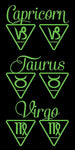 Sterling Silver Zodiac Stud Earrings EARTH sign, Taurus, Virgo Capricorn